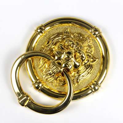 Furniture Hardware Shiny Golden Decorative Lion Head Round Drop Door Zinc Alloy Knocker Pull Ring Handle